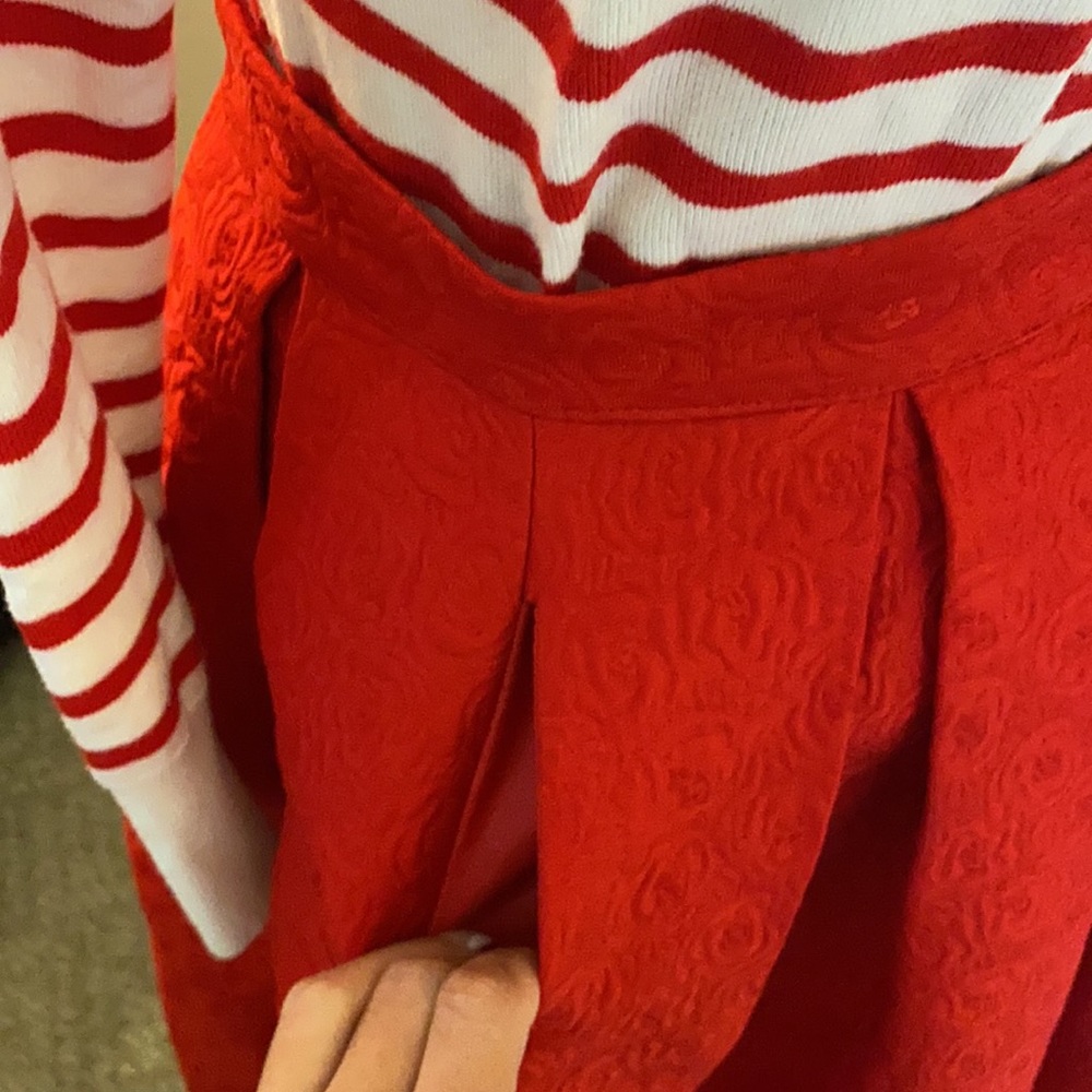 Chicwish Red Roses Embossed Full Skirt with Pockets! - Picture 3 of 4